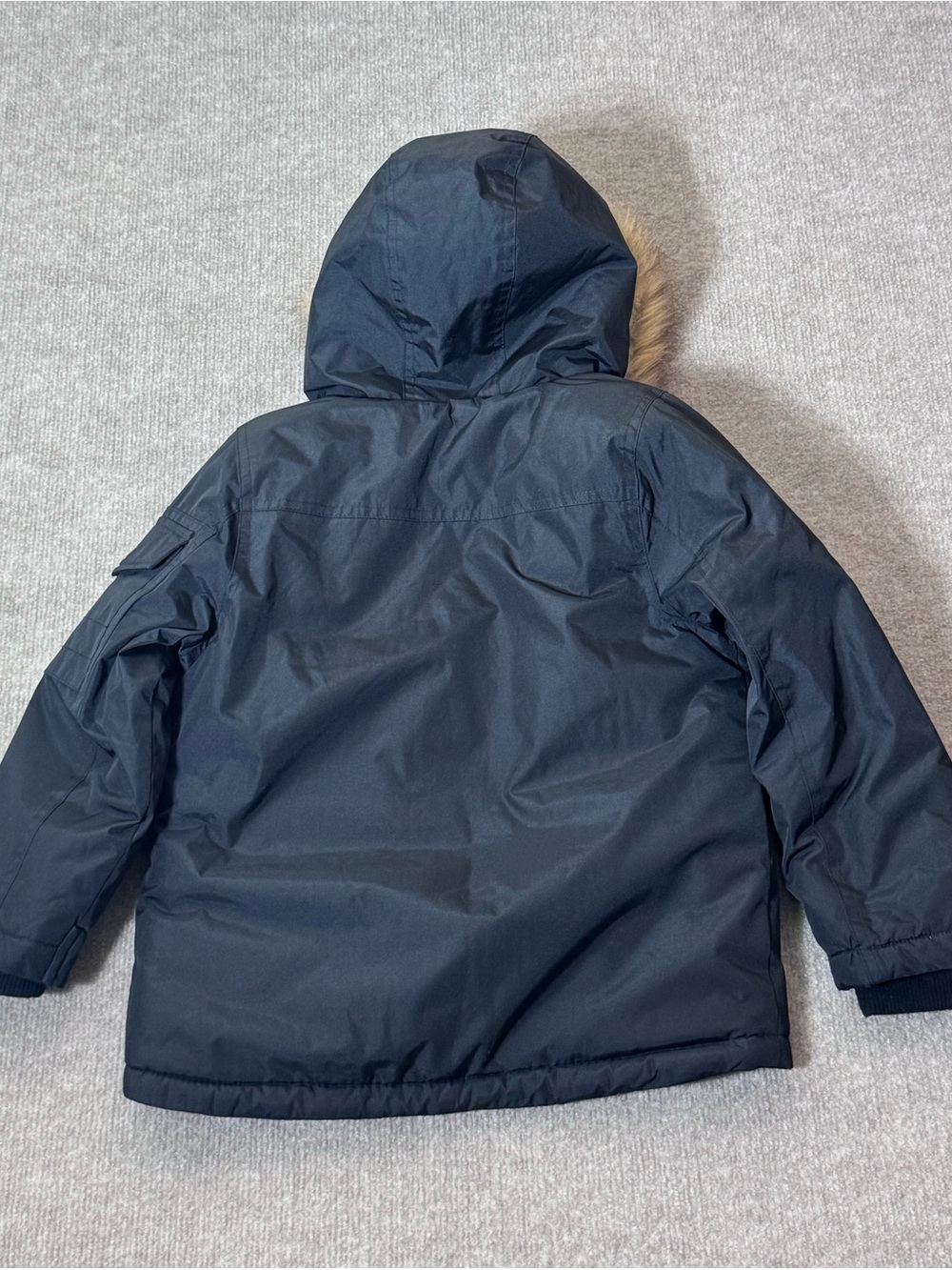 London Fog Kids Black Quilted Hooded Puffer Jacket with Faux Fur Trim M (5-6) - Picture 4 of 9